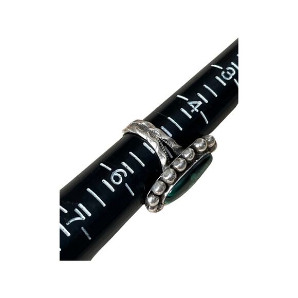 Vintage Malachite Ring, Signed Native American Malachite Ring Sz 5 - Picture 5 of 7